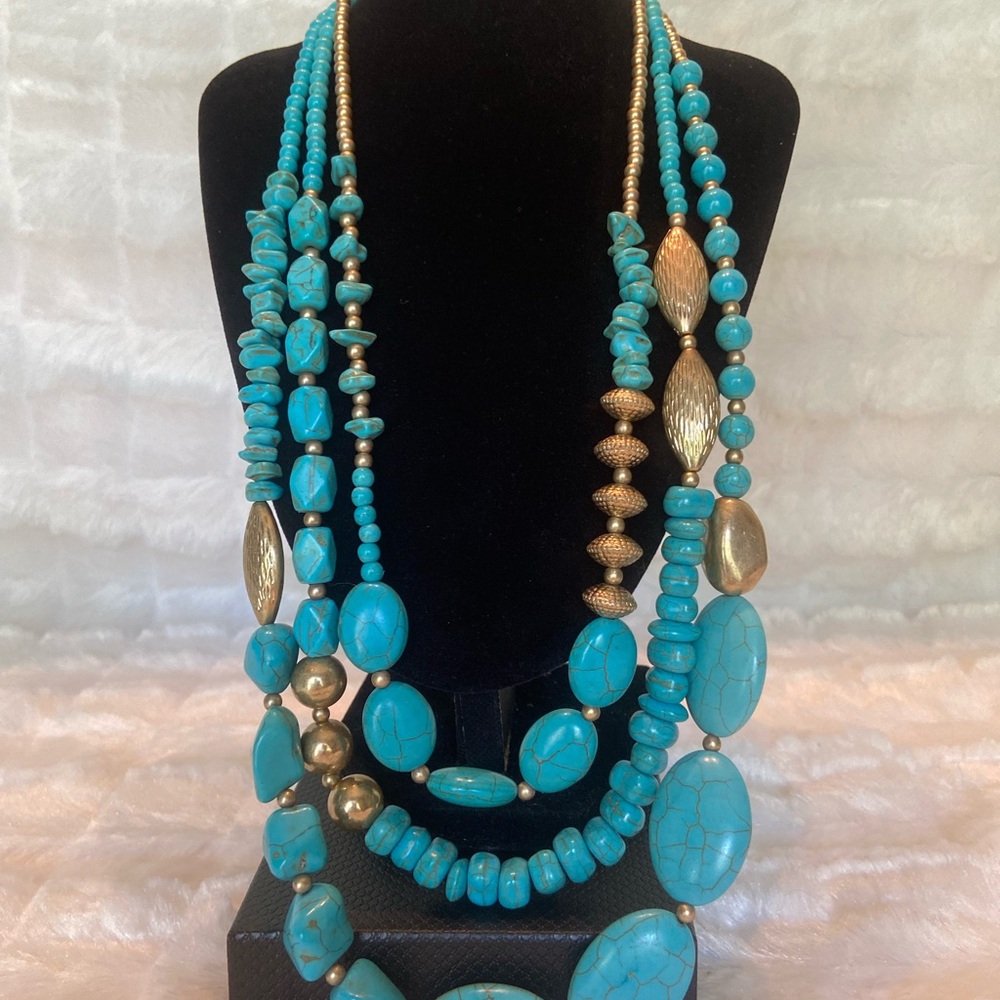 Stella and Ruby Turquoise and Gold Beaded Necklace